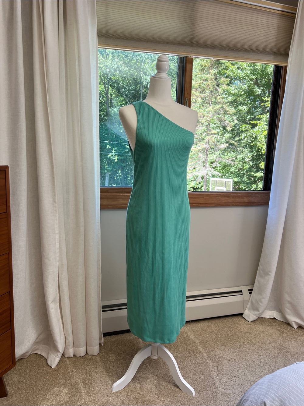 GAP One-Shoulder Ribbed Dress in Teal